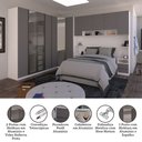 Ver imagem 5 de Quarto Completo de Canto Casal com 8 Módulos Espelho e Vidro Reflecta Prime Plus Luciane Móveis