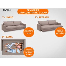 Sofá Tango 2,00M Sem Caixa, Retrátil e Reclinável Velosuede Marrom - Netsofás - 2