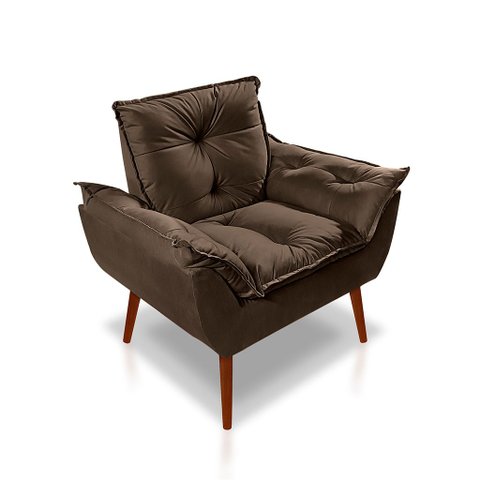 Poltrona Decorativa Luxo Opala Suede Marrom -rv Decora