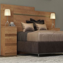 Cabeceira Box Casal Logan com 2 Mesas de Cabeceira Clic Móveis - 1