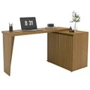 Ver mais imagens de Mesa para Escritório Extensível em L ou Reta Ripado Milão Yescasa 2 Portas 180cm MDF Marrom/Carvalho