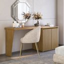 Ver imagem 2 de Mesa para Escritório Extensível em L ou Reta Ripado Milão Yescasa 2 Portas 180cm MDF Marrom/Carvalho
