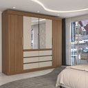 Ver imagem 1 de Guarda-roupa Casal Luxuria 4 Portas 6 Gavetas com Espelho Cinamomo - Panorama Móveis