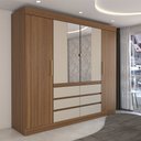 Ver imagem 7 de Guarda-roupa Casal Luxuria 4 Portas 6 Gavetas com Espelho Cinamomo - Panorama Móveis