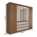 Ver imagem 5 de Guarda-roupa Casal Luxuria 4 Portas 6 Gavetas com Espelho Cinamomo - Panorama Móveis