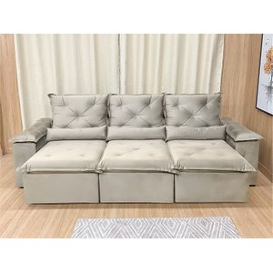 Sofá Retrátil Reclinável Confortável Várias Cores e Tamanhos Cor:bege;tamanho:2,70