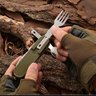 Canivete Multifuncional Camping Pesca Abridor Colher Garfo com bainha - Verde - 5