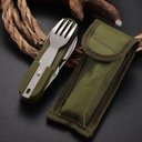 Ver imagem 6 de Canivete Multifuncional Camping Pesca Abridor Colher Garfo com bainha - Verde