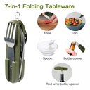 Ver imagem 3 de Canivete Multifuncional Camping Pesca Abridor Colher Garfo com bainha - Verde