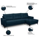 Ver imagem 3 de Sofá 4 Lugares com Chaise Direito 285cm Soreh F05 Veludo Azul - Mpozenato