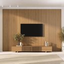 Ver imagem 1 de Rack Ripado com Painel TV até 86 Polegadas Planejado 320x250cm Aruá CabeCasa MadeiraOriginals Marrom Jatobá