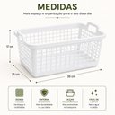 Ver mais imagens de Organizador Kit 4 Cesto Banheiro Armario Multiuso Branco Cestinha 14 Litros Grande Fruteira Alca Coz