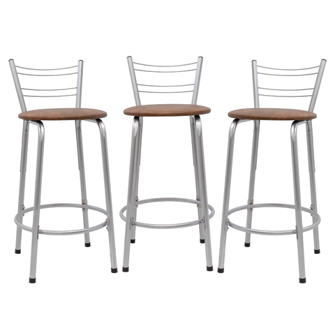 Kit 3 Banquetas para Balcão Flórida Prata 60cm Cozinha Gourmet Bistrô Bancada Piscina Área de Lazer
