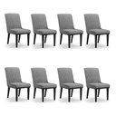 Ver imagem 1 de Cadeira Sala de Jantar Base Madeira Preto Kit 8 Sofia Linho Grafite A26 D03 - D'rossi