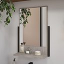 Ver imagem 2 de Gabinete Suspenso Lavatório Marmorite Ipanema Aço Com Espelheira Banheiro 1 Porta Cinza Cimento