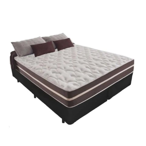 Cama Box Queen 158 Tecido Sintético Preto com Colchão Little Angel - Bello Box - Mola Superlastic