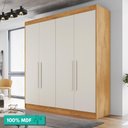 Ver imagem 1 de Guarda-roupa Casal 4 Portas 3 Gavetas 13 Nichos Nantes Europa Peroba/off White Peroba/off White