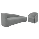 Ver imagem 1 de Kit Sofá Curvo França 180cm Ld. e Poltrona Luiza Max Conforto, Bouclé Cinza
