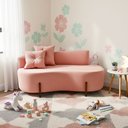 Ver imagem 1 de Kit 02 Sofá Orgânico 2 Lugares c/2 Almofadas Curvo Sala Recepção Boucle Rosa - Montanaris Decor