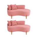 Ver imagem 1 de Kit 02 Sofá Orgânico 2 Lugares C/2 Almofadas Curvo Sala Recepção Boucle Rosa - Montanaris Decor