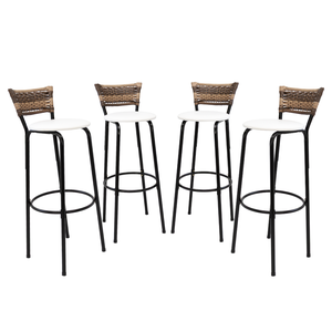 Kit 4 Banquetas 80cm para Balcão Ilha Bancada Área Gourmet Encosto em Junco Banco Itagold