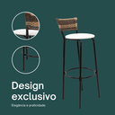 Ver imagem 4 de Kit 4 Banquetas 80cm para Balcão Ilha Bancada Área Gourmet Encosto em Junco Banco Itagold