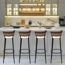 Ver imagem 6 de Kit 4 Banquetas 80cm para Balcão Ilha Bancada Área Gourmet Encosto em Junco Banco Itagold