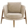Poltrona Sala de Estar Austin Base Madeira Castanho Bouclé Bege - Nexta Casa - 3