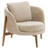 Poltrona Sala de Estar Austin Base Madeira Castanho Bouclé Bege - Nexta Casa - 1