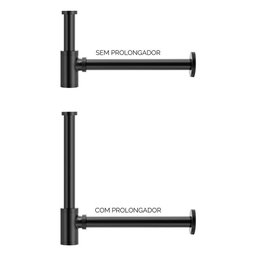 Prolongador de Sifão Metálico para Banheiro Line Preto - 3