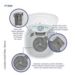 Máquina de Lavar Roupas 10 Kg Semi Automática 220v - Libell - 6