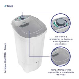 Máquina de Lavar Roupas 10 Kg Semi Automática 220v - Libell - 7