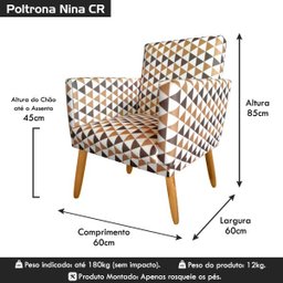 Poltrona Retrô Nina para Salão de Beleza Triangulo Marrom Rodapé - 6
