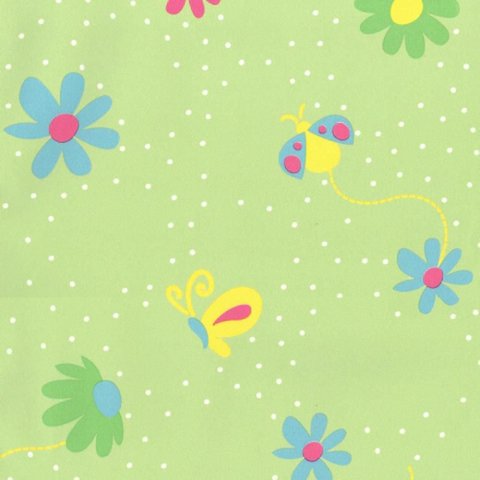 Papel de Parede Kawaii Jardim Encantado – Verde Limão