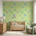 Ver imagem 2 de Papel de Parede Kawaii Jardim Encantado – Verde Limão