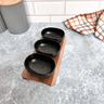 Porta Aperitivos de Ceramica Preta e Base de Madeira - 3 Pcs Un0006 - 1
