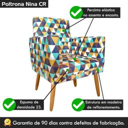 Poltrona Estampada Nina Triangulo Verde para Costura Rodapé - 5