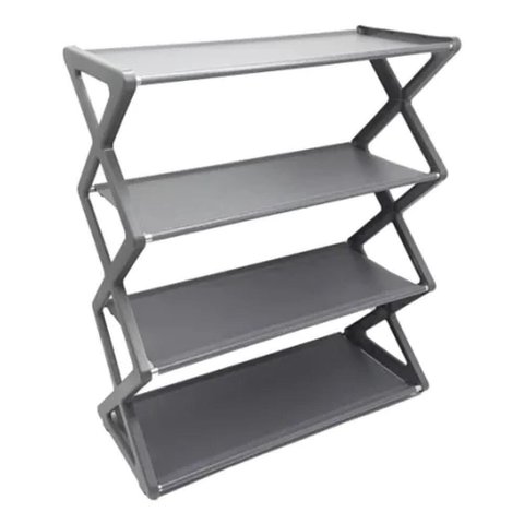 Sapateira Modular 4 Prateleiras Ajustavel Casa Closet Sala Estante 8 Pares Calcados Luxo Cinza