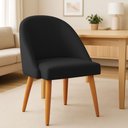 Ver imagem 2 de Kit 04 Cadeiras Poltrona de Jantar Luna Suede Preto Pés Palito Castanho - Pallazio