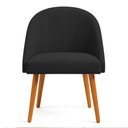 Ver imagem 4 de Kit 04 Cadeiras Poltrona de Jantar Luna Suede Preto Pés Palito Castanho - Pallazio