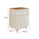 Ver imagem 2 de Gaveteiro 2 Gavetas com Rodízios Hera 48x43x66cm - Via Nossa - Off White e Cedro