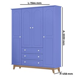 Guarda Roupas Infantil Tuboarte Henry 4 portas e 3 gavetas 100% em MDF - 2