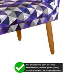 Poltrona Cadeira Decorativa Nina Encosto Alto Rodapé Triangulo Roxo - 3