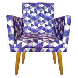 Poltrona Cadeira Decorativa Nina Encosto Alto Rodapé Triangulo Roxo - 2