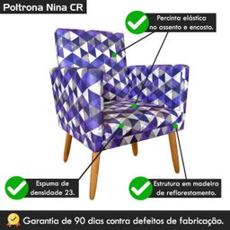 Poltrona Cadeira Decorativa Nina Encosto Alto Rodapé Triangulo Roxo - 5