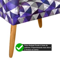 Poltrona Cadeira Decorativa Nina Encosto Alto Rodapé Triangulo Roxo - 4