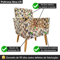 Poltrona para Penteadeira Camarim Nina Triangulo Bege Rodapé - 5