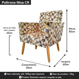 Poltrona para Penteadeira Camarim Nina Triangulo Bege Rodapé - 6