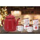 Ver imagem 5 de Conjunto Bule Esmaltado Vermelho 1700ml e 6 Canecas Estampa Natal 150ml - Yangzi