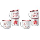 Ver imagem 3 de Conjunto Bule Esmaltado Vermelho 1700ml e 6 Canecas Estampa Natal 150ml - Yangzi